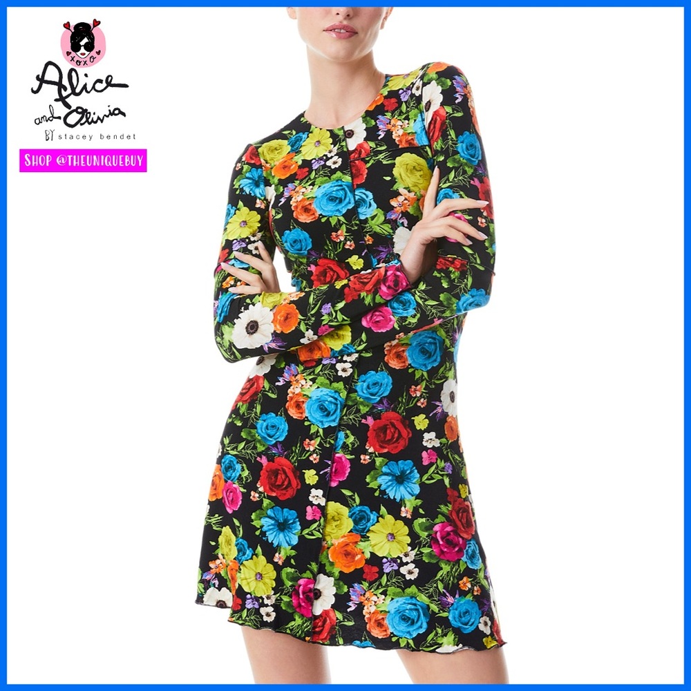 Alice + Olivia Delora Floral Multi Colored Mini Dress - Picture 14 of 16